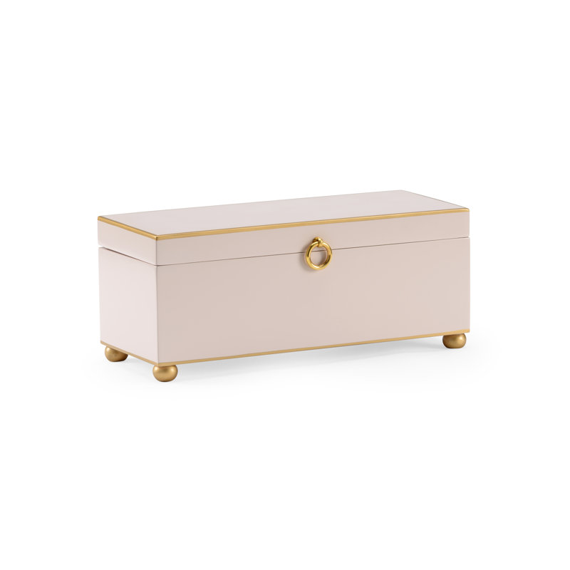 Wood Decorative Box, Baby Pink/Gold