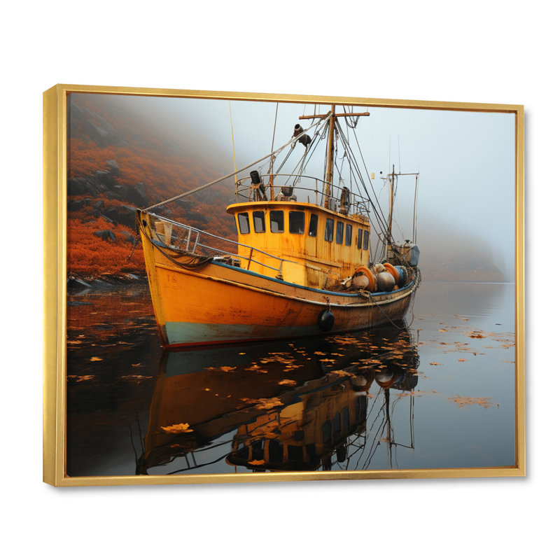 Canada Misty Harbor - impression, H 12 po x l 20 po x P 1 po, Cadre flottant doré