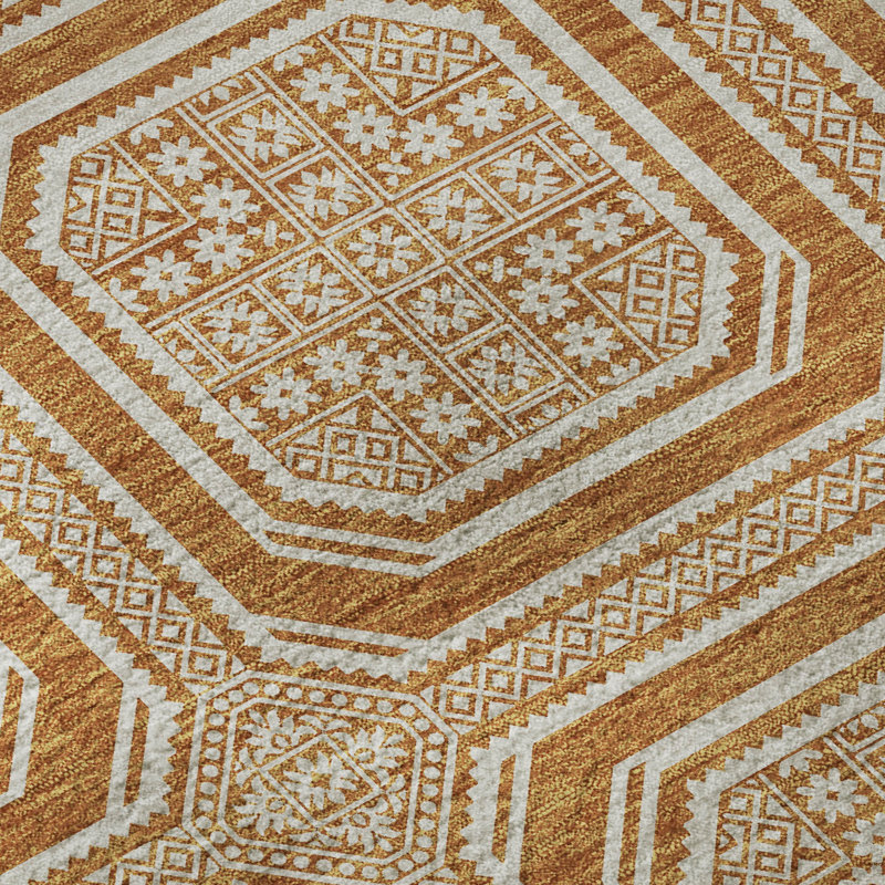 Premium Machine Washable Elize AMF1451 Geometric Rug, Rectangle 9' x 12'