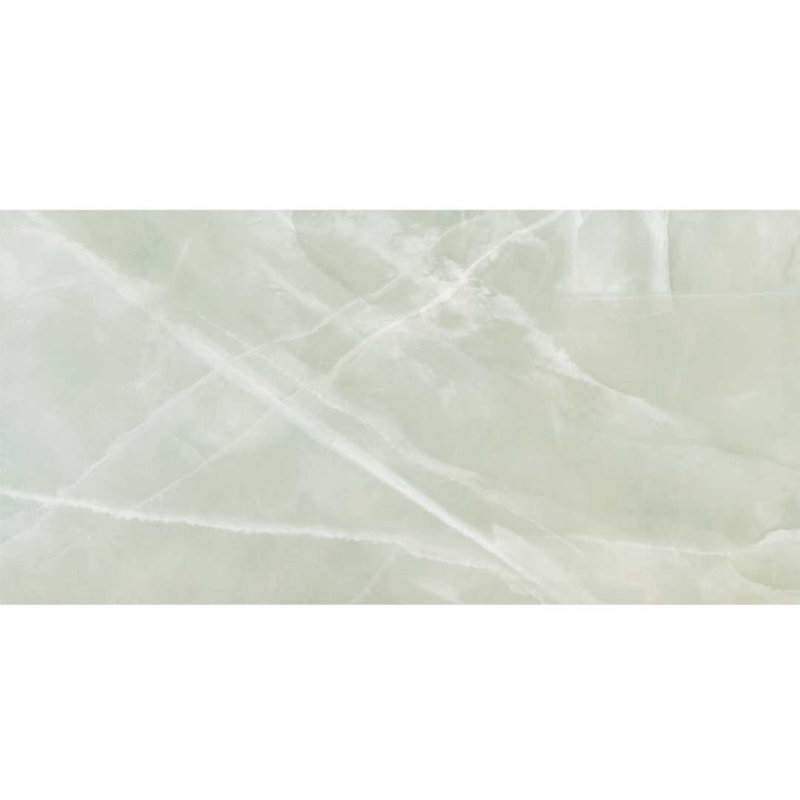 Geo Lush 12" x 24" Onyx Polished Porcelain Tile, Glossy Jade