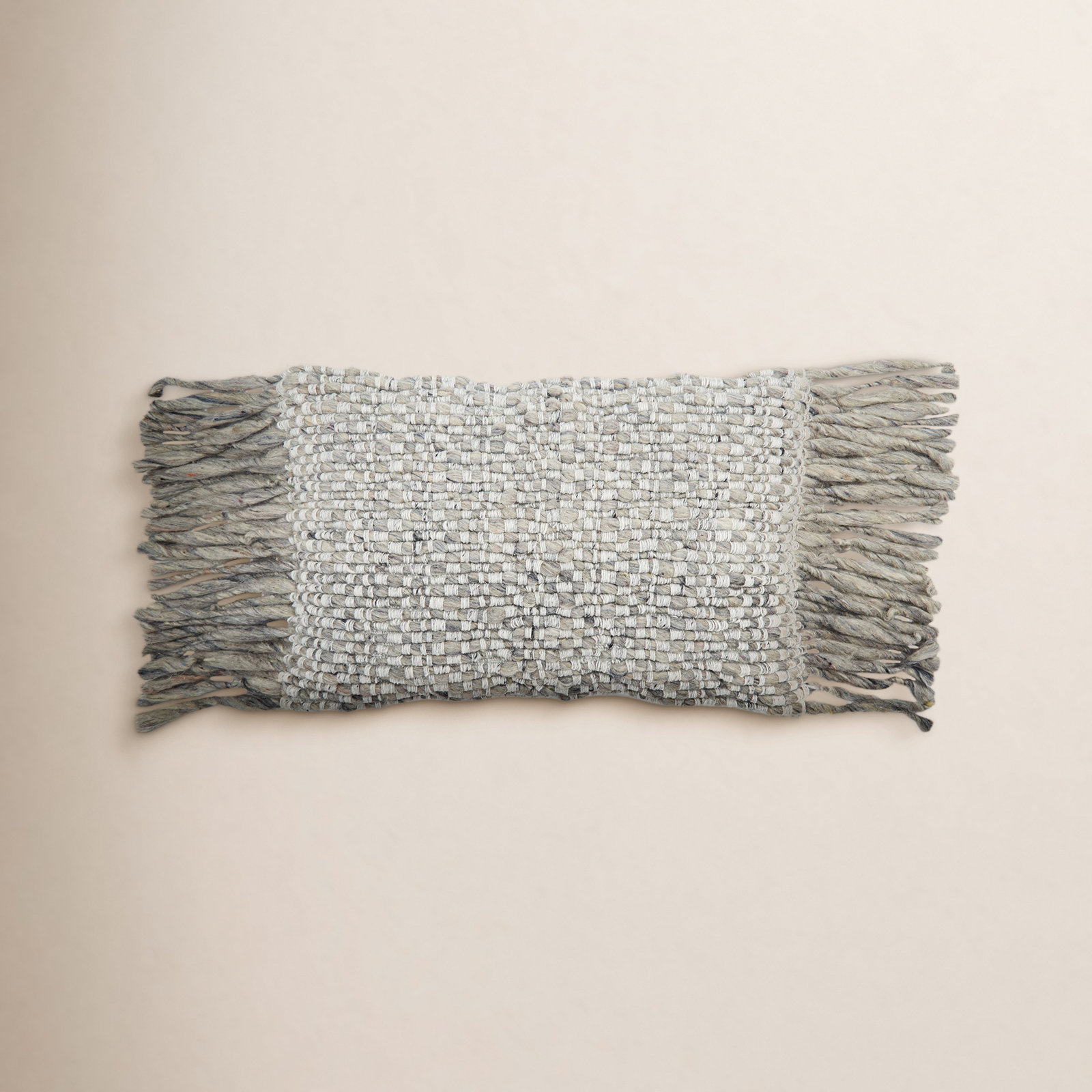 Upson Tassels Wool Lumbar Throw Pillow, Polyester