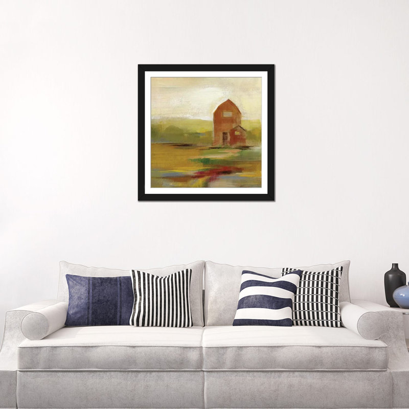 « hillside grange ii » par silvia vassileva,, impression sur toile, H 24 po x l 24 po x P 1 po, Papier avec cadre noir, Blanc
