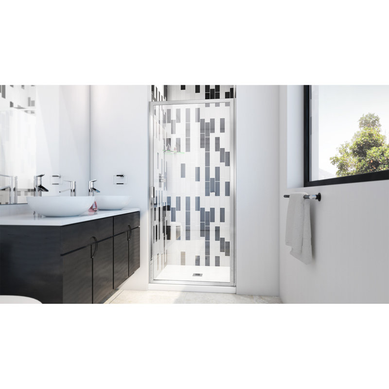Porte de douche encadrée avec l 56 po x H 67,75 po