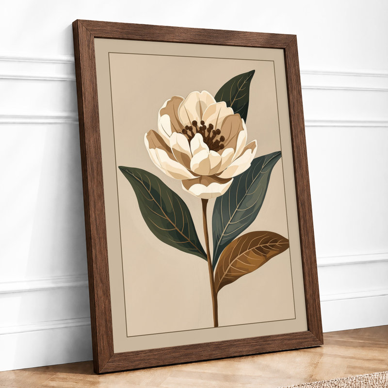 Pale Study Botanical - Framed Print, A3 - 42.0 x 29.7 cm, Walnut