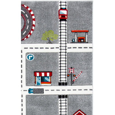Tapis gris / bleu / rouge Hiles