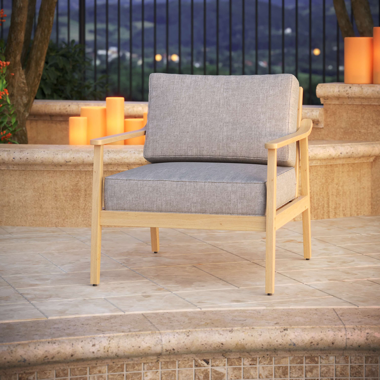 Lani Outdoor Sunbrella Seat/Back Cushion, Canvas Granite Sunbrella® Canvas