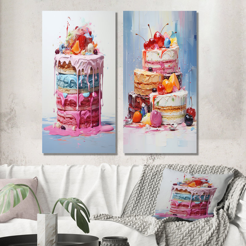 Ensemble de 2 décorations murales Popart Cake Dessert Sugar Rush - Desserts, H 28 po x l 24 po