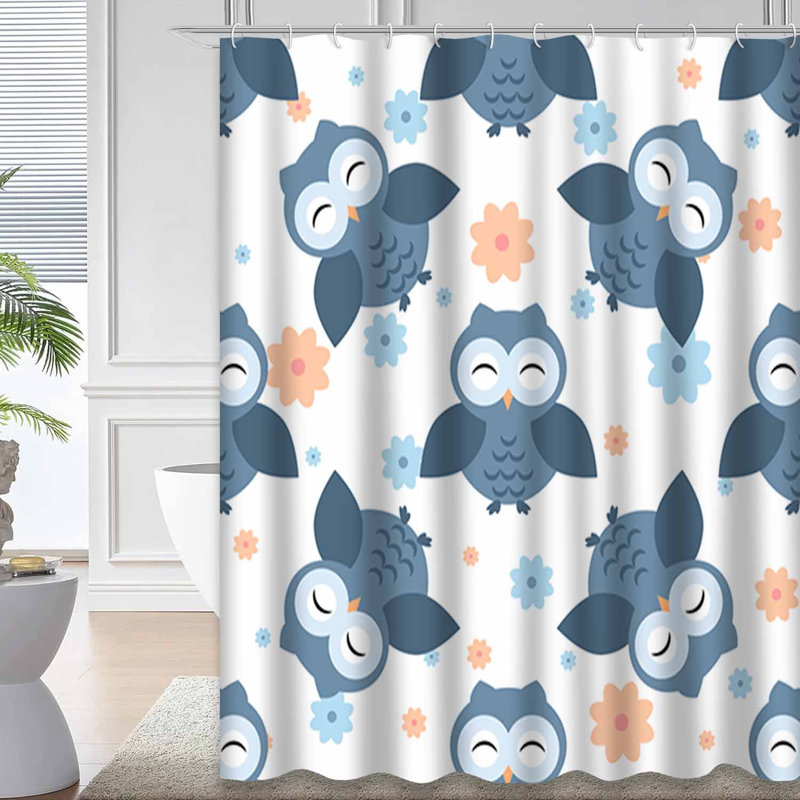 Rideau de douche de bébé avec 12 crochets Owls, L 72 po x l 78 po