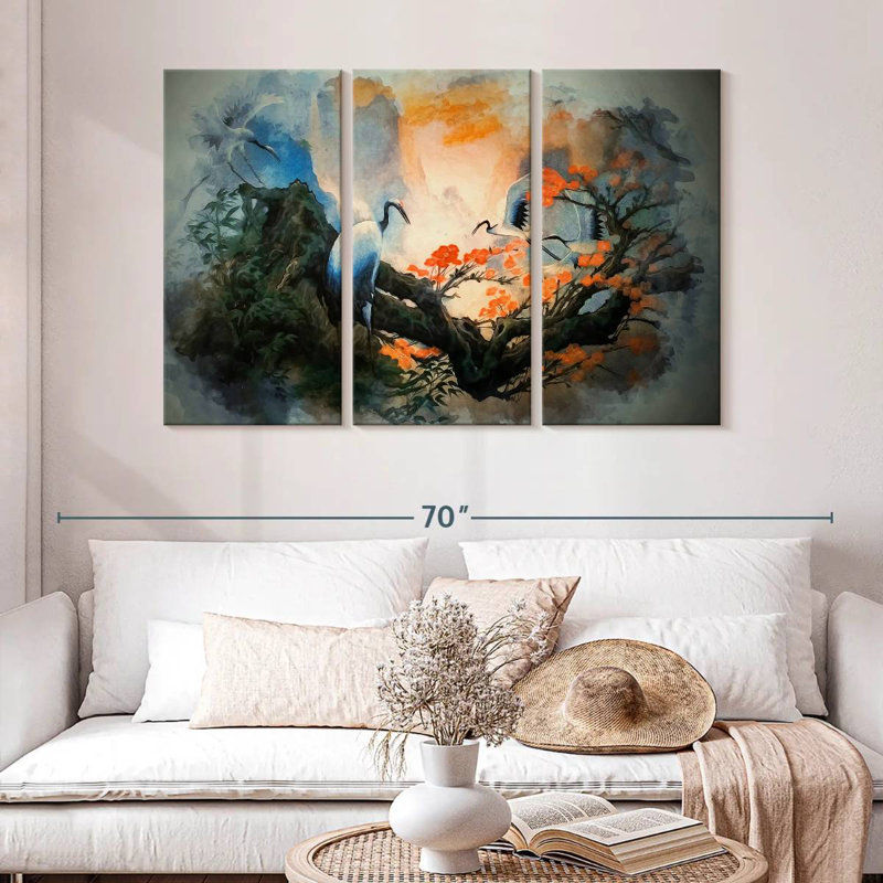 Brampt Japanese Birds, 32" H x 50" W