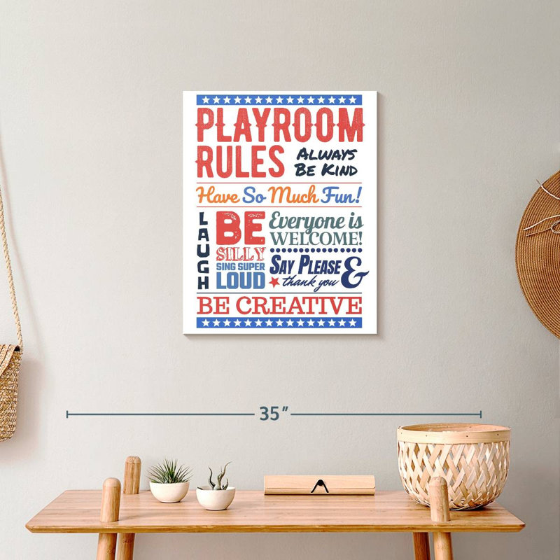 " Playroom Rules " by HomeyNotes Studio, 16" H x 20" W x 1.25" D