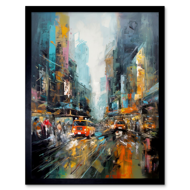 Kordt New York City Rainy Day Abstract Action Cityscape - Single Picture Frame Print