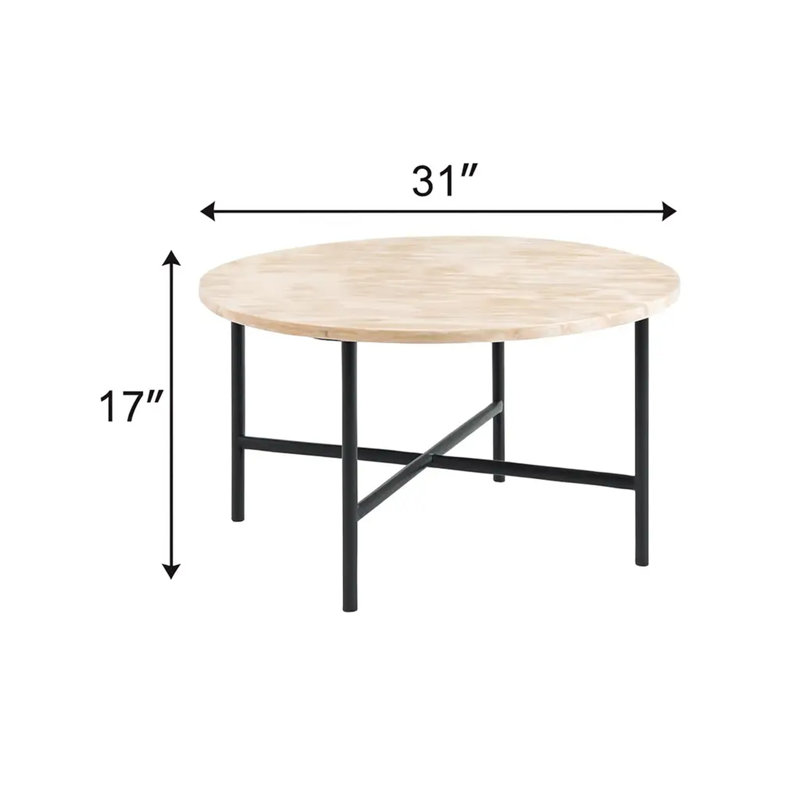 Coffee Table | Brown Marble Coffee Table with Grey Metal Frame for Living Room Decor | 17", Brown