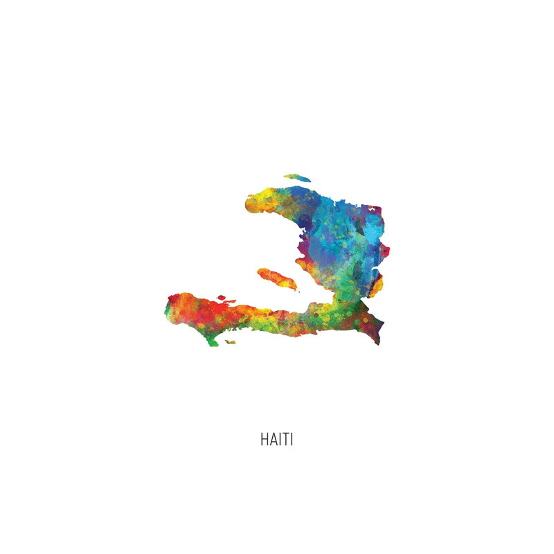«Carte d'Haïti» par Michael Tompsett, impression sur toile tendue, H 40 po x l 26 po x P 1,5 po