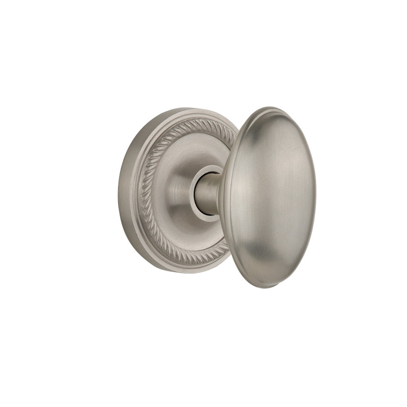 Rope Rosette with Homestead Door Knob, Satin Nickel, 2-3/4”