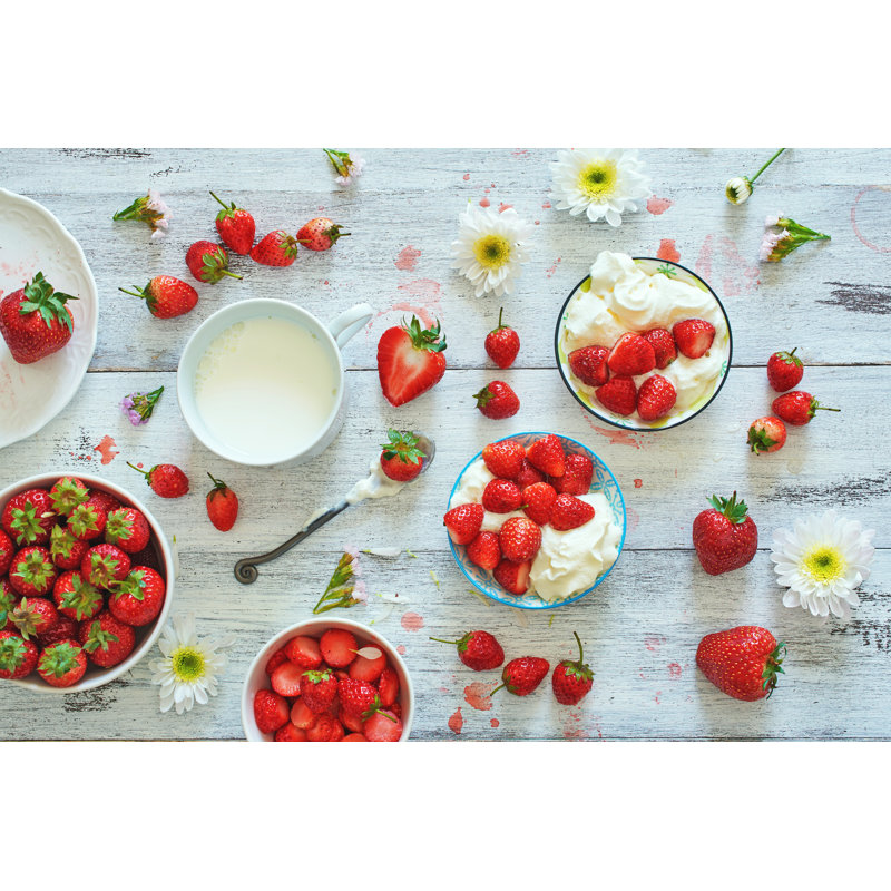 Fresh Strawberry In Bowl by Anna Shkuratova - Wrapped Canvas Print, 30cm H x 46cm W
