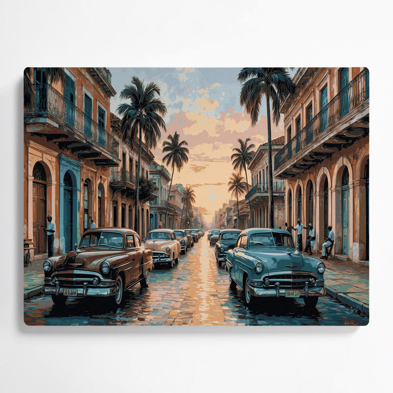Art mural noir en cités villes Cuba, H 11 po x l 14 po