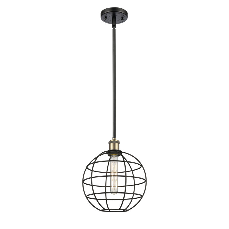 Luminaire suspendu à tige 1 lumière 16 po Ballston Lake Placid, H 12,75 po x l 9,5 po x P 9,5 po, Laiton antique noir