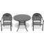 Ensemble de 3 meubles de patio en aluminium coulé avec coussins bleus