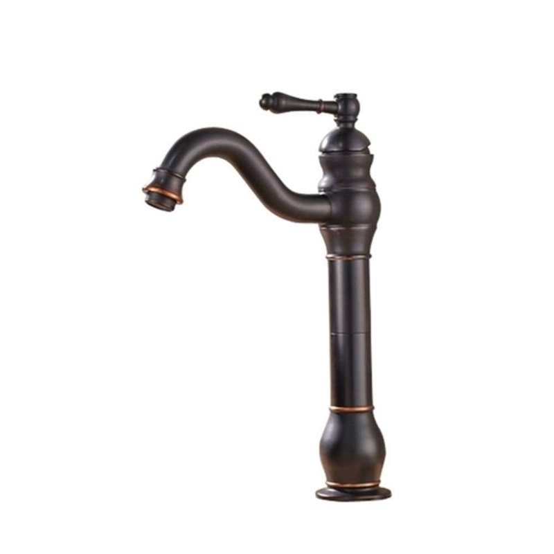 Las Palmas Deck Mounted Bathroom Faucet by BathSelect Matte Black Finish Single Handle Durable Brass