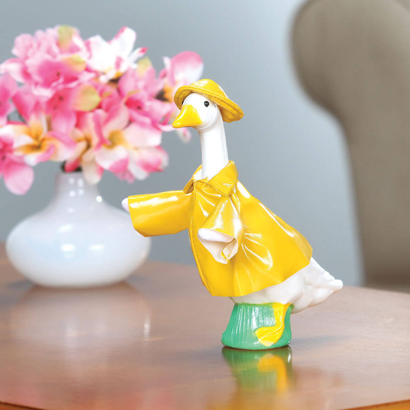 Statue d'oie de bureau de 18 cm de haut avec ensemble de tenues pour toutes les saisons