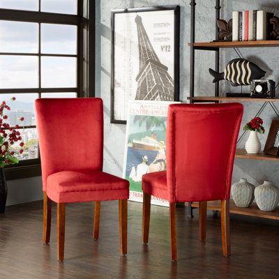 Chaise Parsons revêtue de tissu d'ameublement rouge canneberge Lancaster