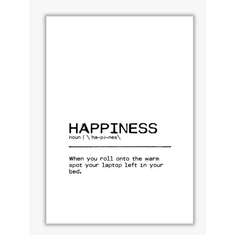 Happiness Laptop - Print, 29.7cm H x 21cm W x 4cm D, Wrapped Canvas