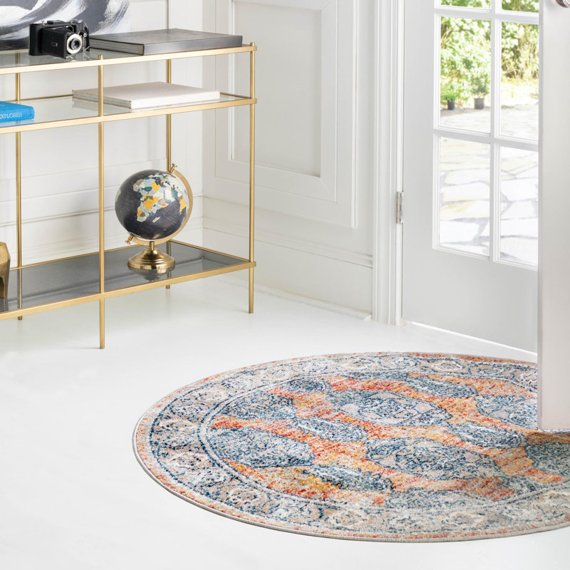 Opel Floral Indoor Rug, Round 5'2"