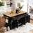 54inch Large Kitchen Island with Rubber Wood Drop Leaf, Embossed Texture Rolling Kitchen Cart on 4 Wheels with 4 Doors and 3 Drawers-1854671799