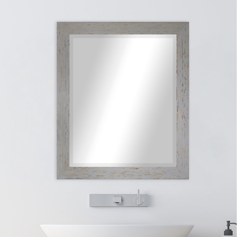 Miroir de salle de bain Carlea, H 37 po x l 33 po, Gris/rouge