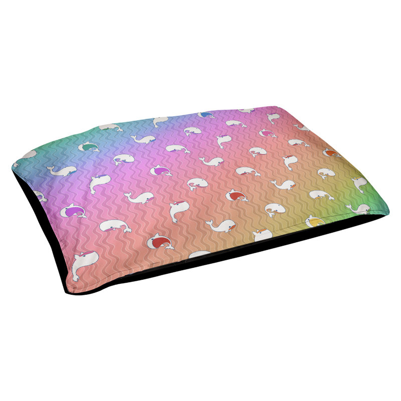 Coussin pour chien Campion Whales, Très grand (l 52 po x P 42 po x H 17 po), Sarcelle / olive / rose