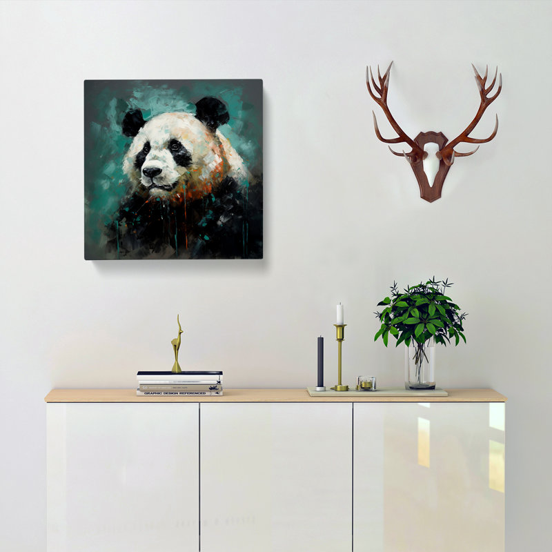 Panda Palette Knife Painting No.1 - Wrapped Canvas, 50cm H x 50cm W