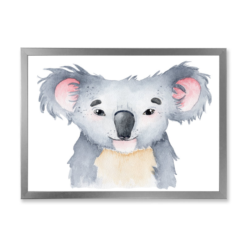 Portrait d'un mignon koala - reproduction sur toile, H 12 po x l 20 po, Toile argentée avec cadre d'angle fermé