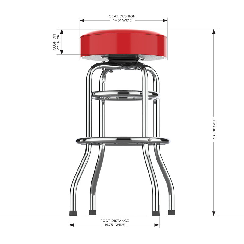 Commercial Grade Chrome Swivel Bar Stool with Vibrant Team Colors  , Kansas City Chiefs