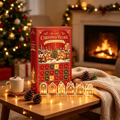 Christmas Decor 24Day Christmas Village Advent Calendar 24Pcs Flat Acrylic House Hanging Ornaments Christmas Countdown Calendar With Mini Village Buil