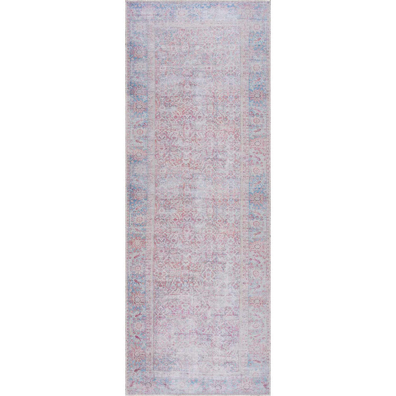 Tapis bleu / rouge / beige Dare Bohemian, Tapis de couloir 2 pi 7 po x 7 pi 3 po