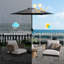 Parasol de patio de 7,5 pi avec bloc et fonction imperméable, système de manivelle Easy Tilt pour table d'extérieur, 6 nervures solides pour le jardin, la terrasse, la cour arrière, matériau de protection gris piscine, manivelle lisse, robuste