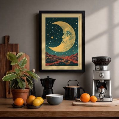 Moonlit Landscape Vintage - Framed Print