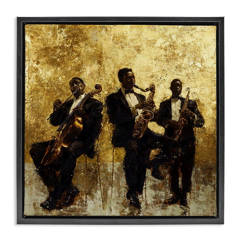 Cadre flottant Golden Era Musisans Abstraction, design par Marta Wiley, Cadre flottant noir de jais, H 18 po x l 18 po