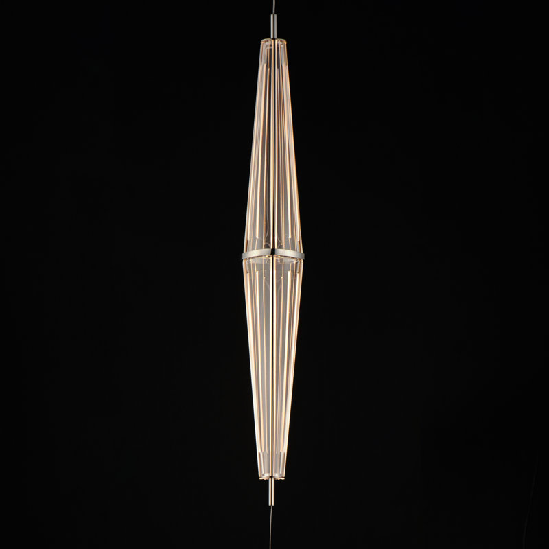 Luminaire suspendu géométrique à 3 lumières DEL en chrome poli Alic, H 5,25 po x l 35,5 po x P 5,25 po