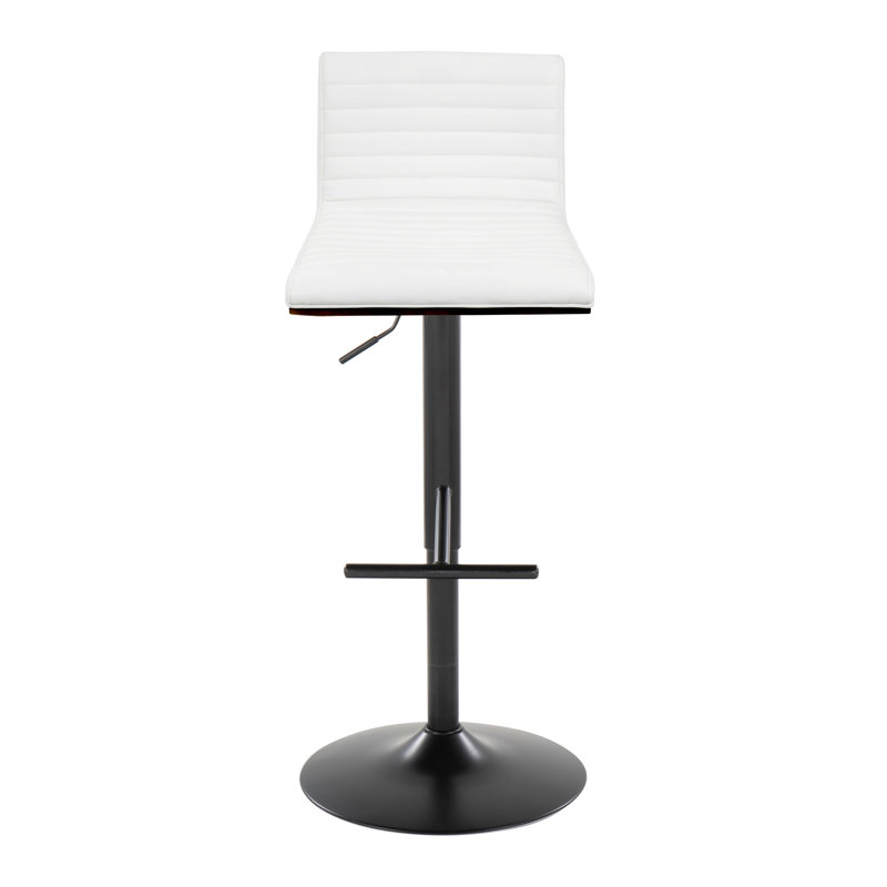 Lakyia Swivel Upholstered Adjustable Height Counter Stool with Metal Frame, Black, White