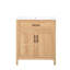 Meuble-lavabo de 30 pouces avec lavabo en résine, structure en bois massif, tablette réglable et organisateurs de porte d'armoire, finition noyer