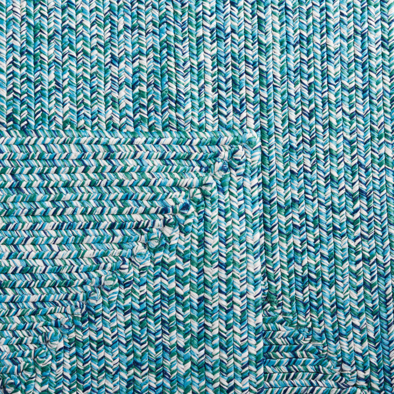 Tapis bleu foncé / ivoire tissé à la main Trombetta, Teal/Green, Carré 3 pi