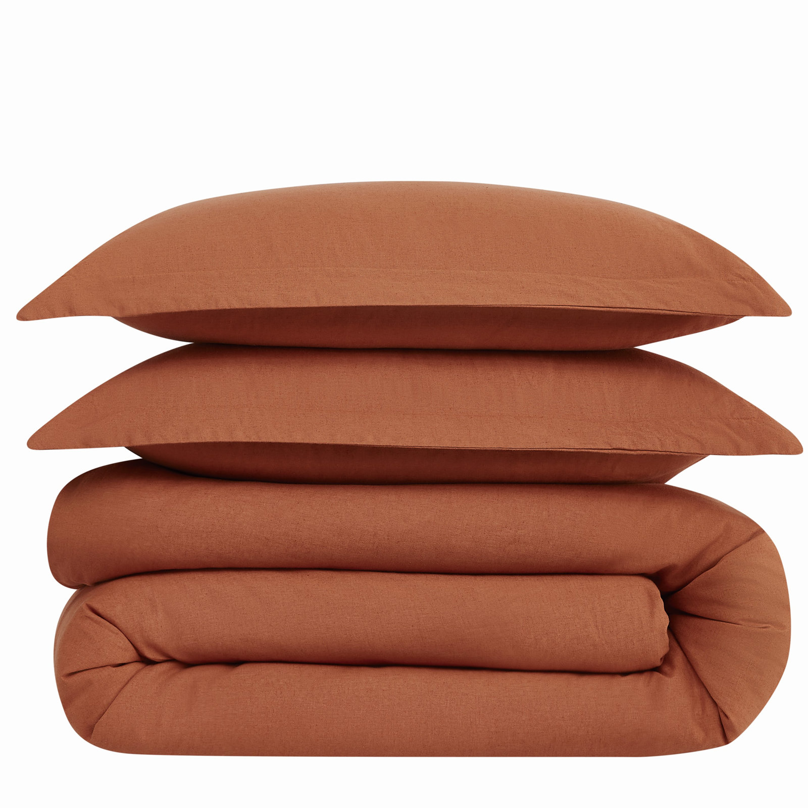 Nena Linen Bedding Set, Queen Comforter + 2 Standard Shams, Rust