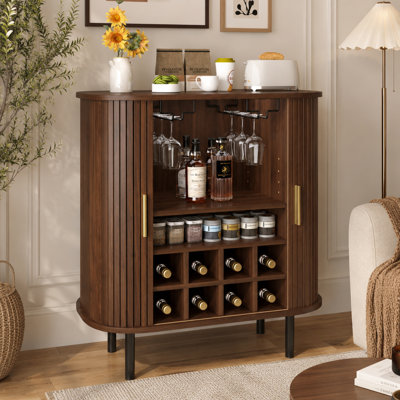 Bar Vinlora avec porte-verres à vin et tablettes réglables