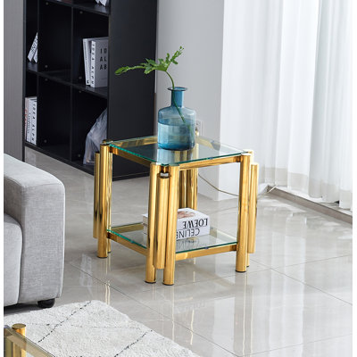 Allysah Glass Top End Table