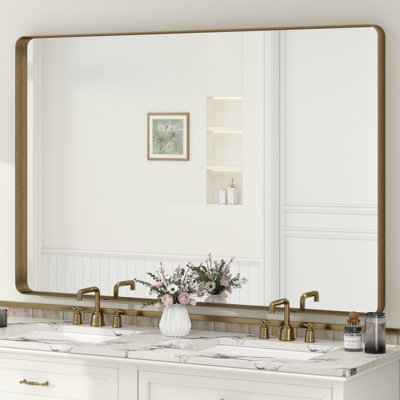 Molly Tempered Glass and Metal Framed French Cleat Mounted Wall Bathroom / Vanity Mirror
