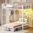 Bunk Bed Twin Over Twin with Hall Tree and Storage Bookcase Shelves Headboard-1689321229