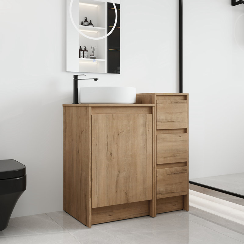  Meuble-lavabo sur pied simple 32 po avec comptoir en céramique Vowar, White