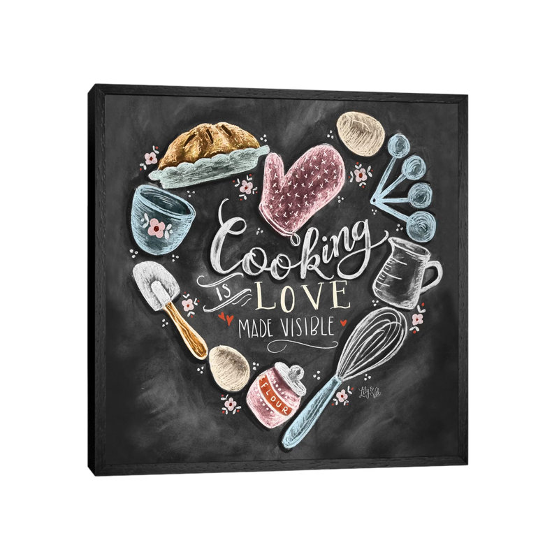 Cooking With Love Heart - Print on Canvas, Black Framed, 66.04 cm H x 66.04 cm W