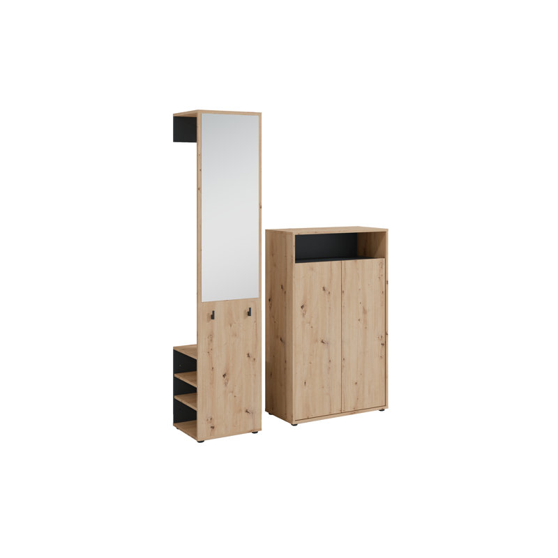 Bjartey 2 Door Manufactured Wood Wardrobe, Brown